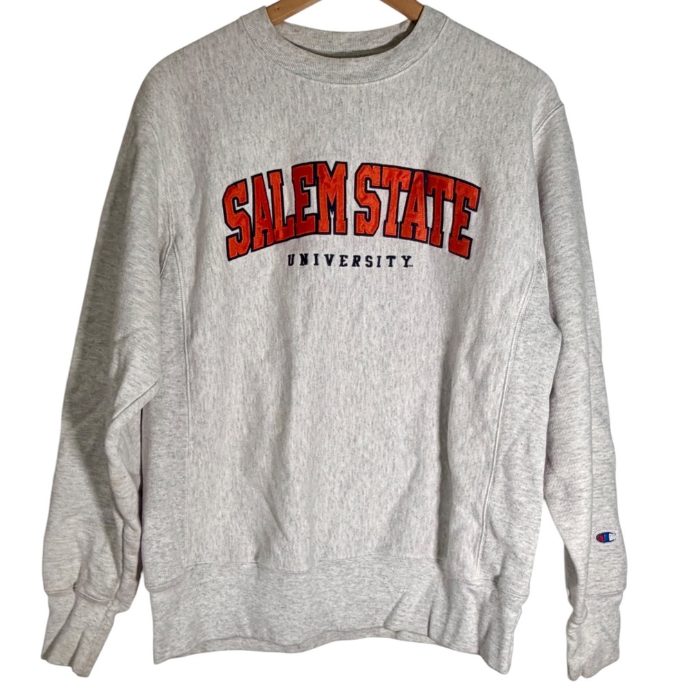 Champion Unisex Salem State Uni Reverse Weave Crewneck Sweatshirt Gray Medium